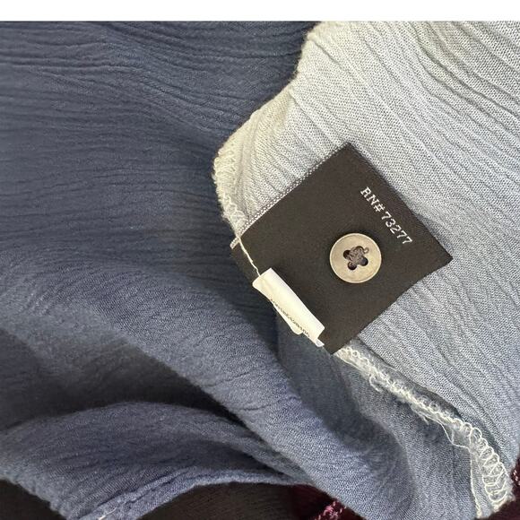 Rock & Republic Medium Blue White Ombre Shirt 100% Rayon Button Front - Picture 4 of 10